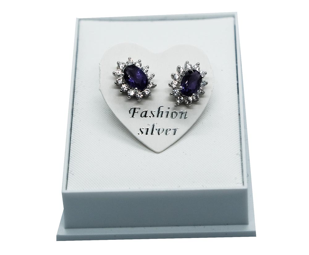 Silver Earrings Amethyst