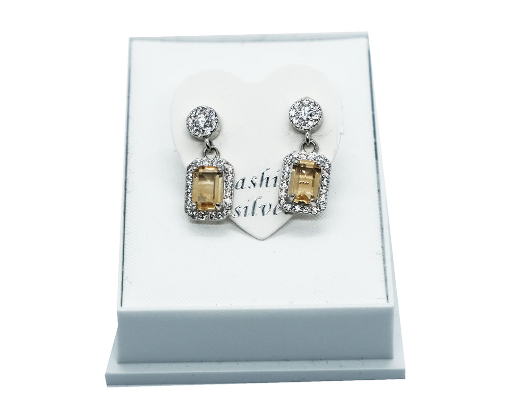 Silver Earrings Citrine