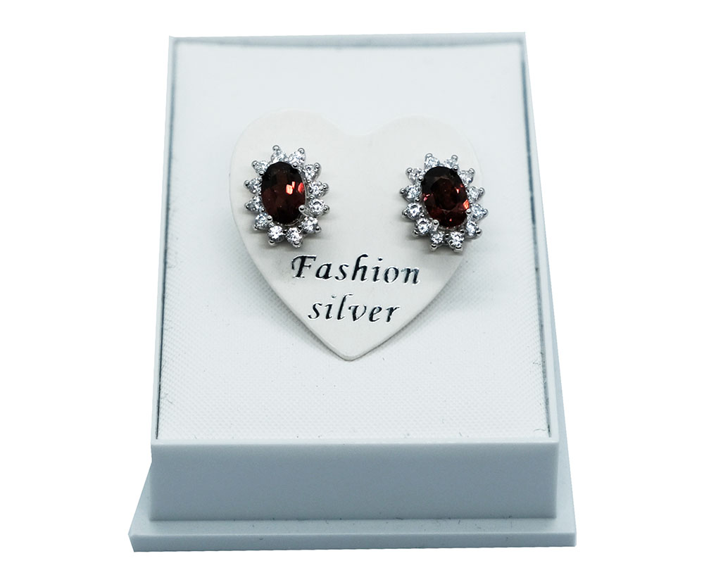 Silver Earrings Garnet