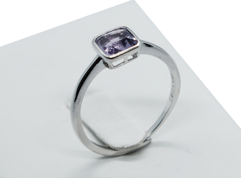 Silver Ring Amethyst Adjustable