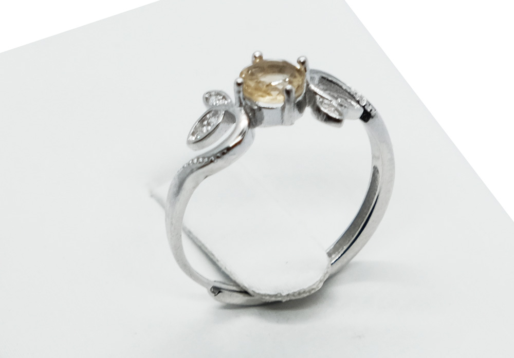 Silver Ring Citrine Adjustable