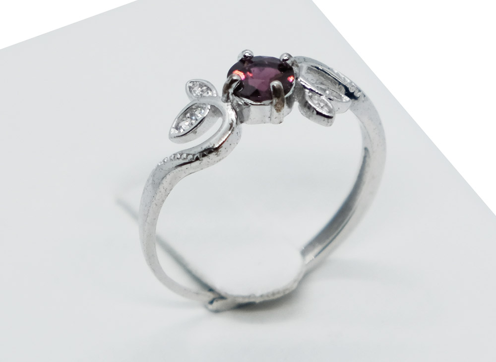 Silver Ring Garnet Adjustable