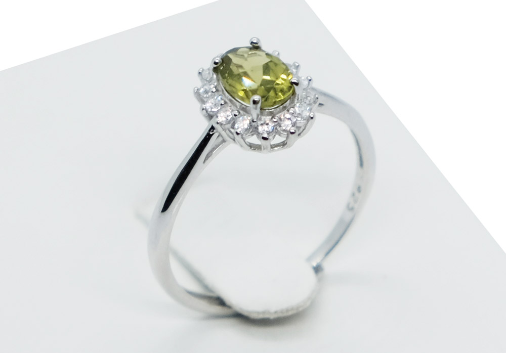 Silver Ring Peridot Adjustable