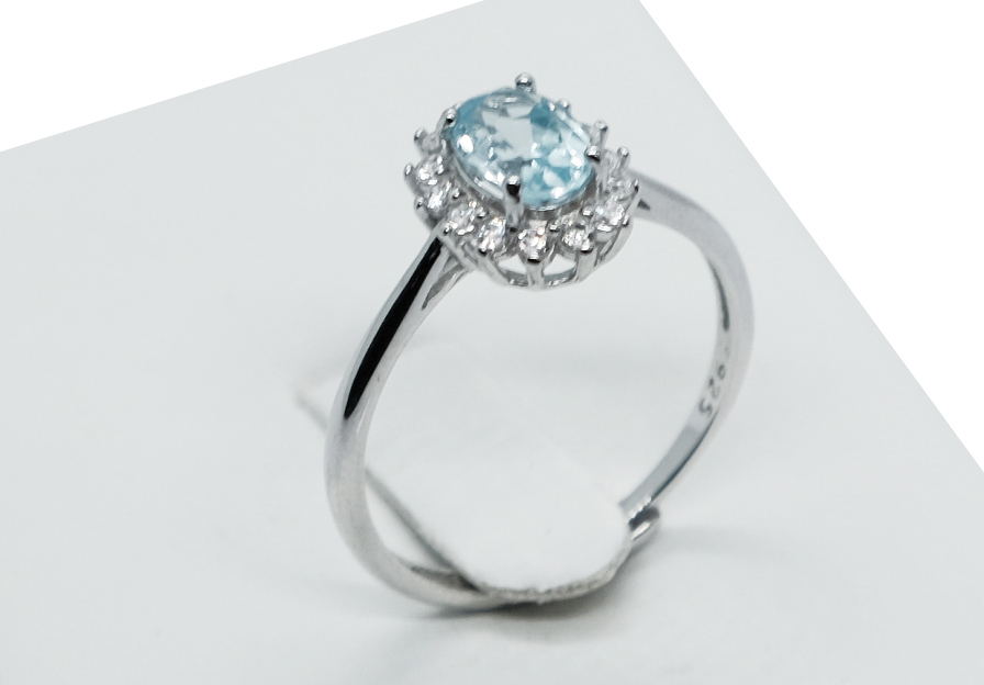 Silver Ring Topaz Adjustable