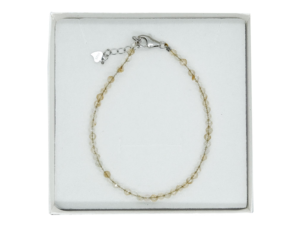Silver Bracelet 3mm Citrine