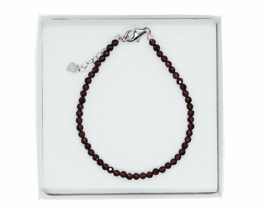 Silver Bracelet 3mm Garnet