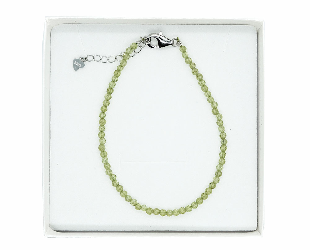 Silver Bracelet 3mm Peridot