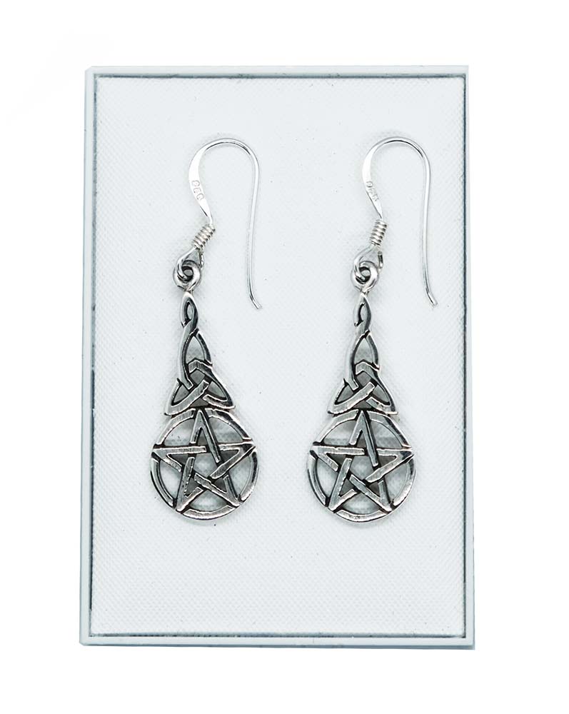 Silver Earring Triquetra Pentagram