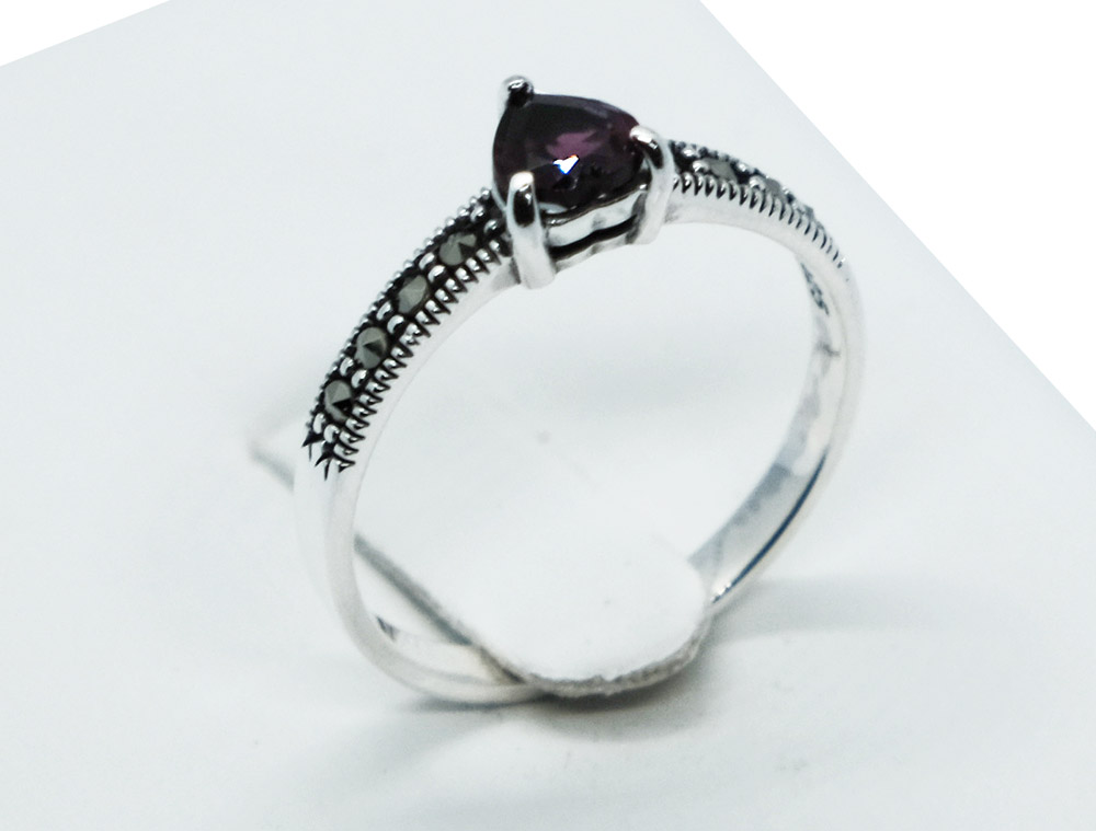 Silver Ring Rhodolite Heart