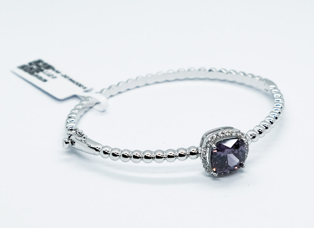 Fashion Bangle Sq Purple CZ
