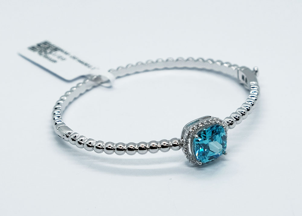 Fashion Bangle Square Blue CZ