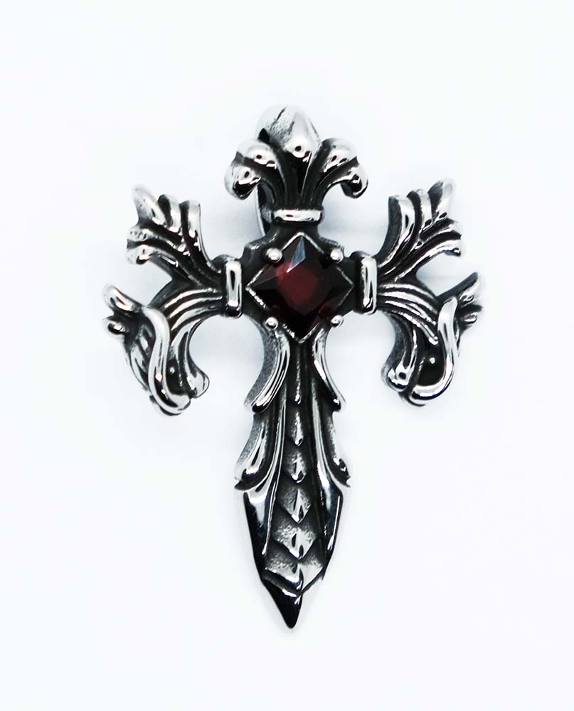 Pendant Cross Red CZ