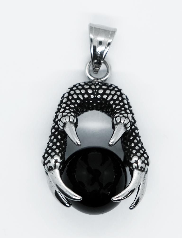 Pendant Steel Claw Black Ball