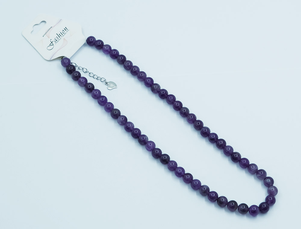 Necklace 8mm Bead Amethyst