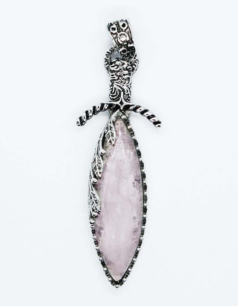 Pendant Drop Faceted Rose Quartz