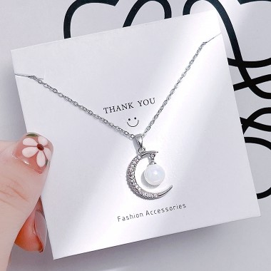 Necklace Crescent Moon Pearl