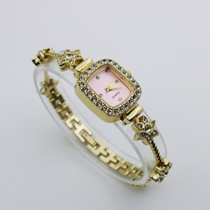 Watch Flower Gold Colour Pink