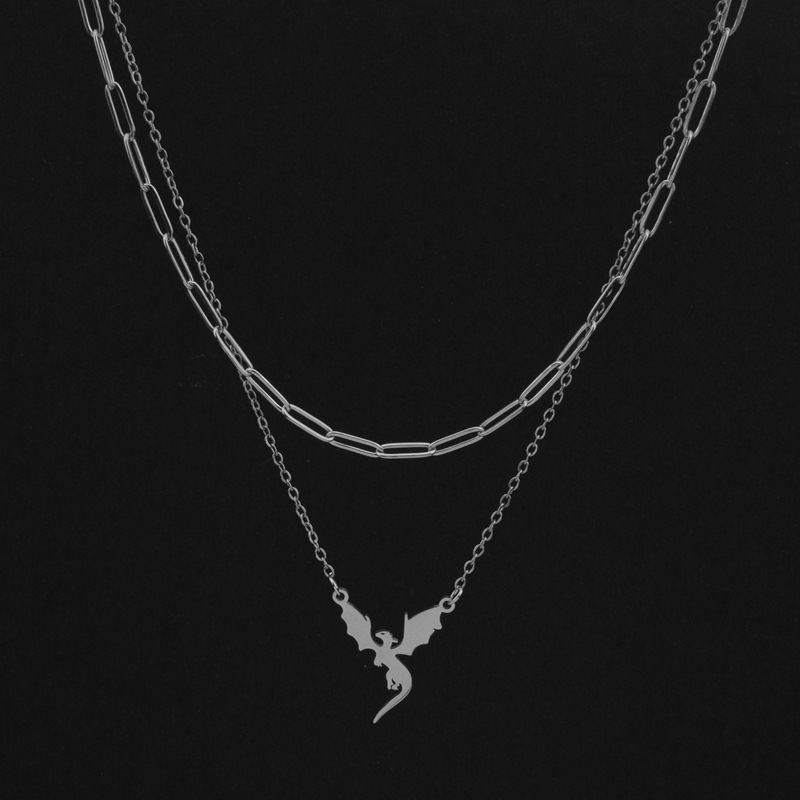 Necklace Dragon Silver Colour