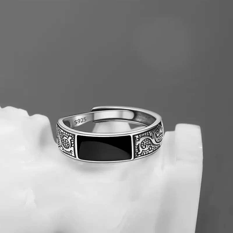 Ring Dragon With Black Stone