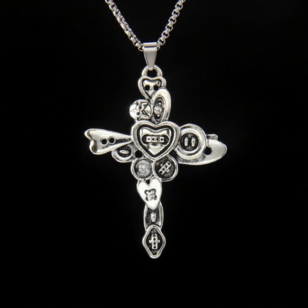 Necklace Heart Cross Design