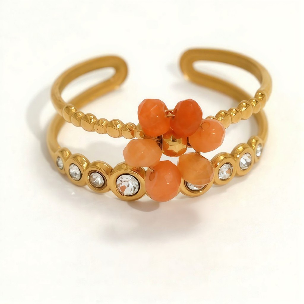 Ring Purple Flower Gold Plated