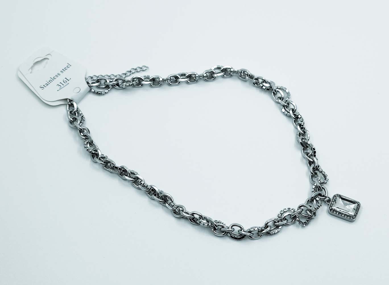 Necklace Stainless Square CZ