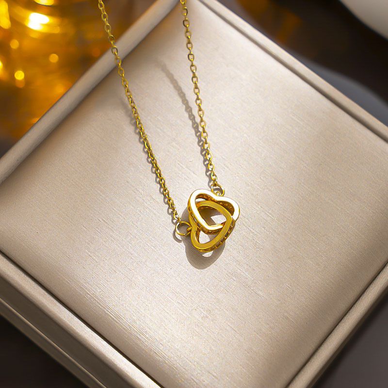 Necklace Gold Double Heart