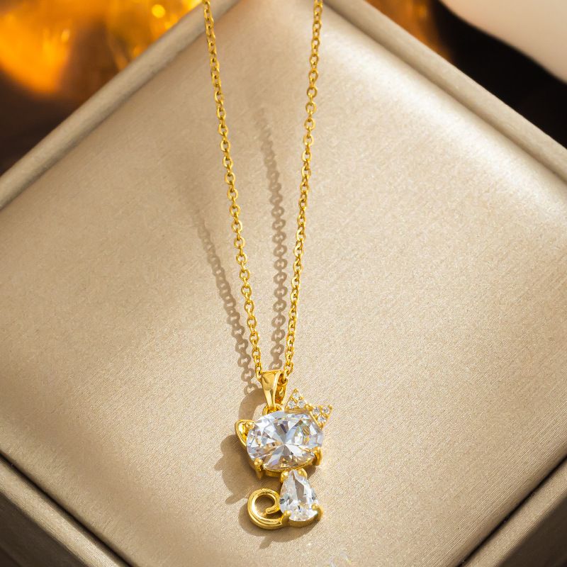 Necklace Fashion Gold Cat