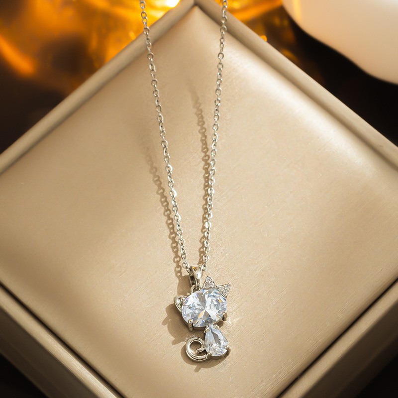 Necklace Fashion Silver Cat