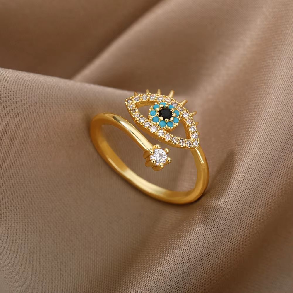 Ring Blue Evil Eye Gold Plated