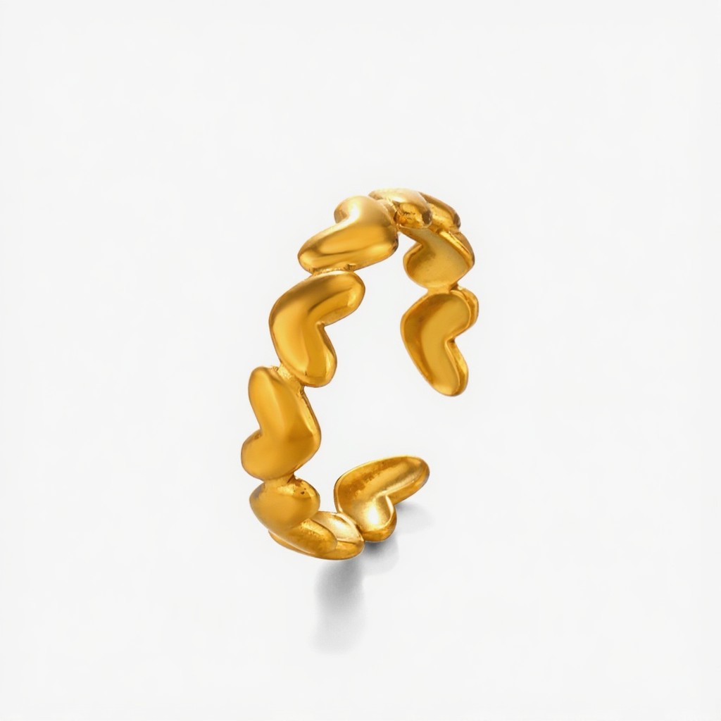 Ring Hearts Yellow Gold Plated