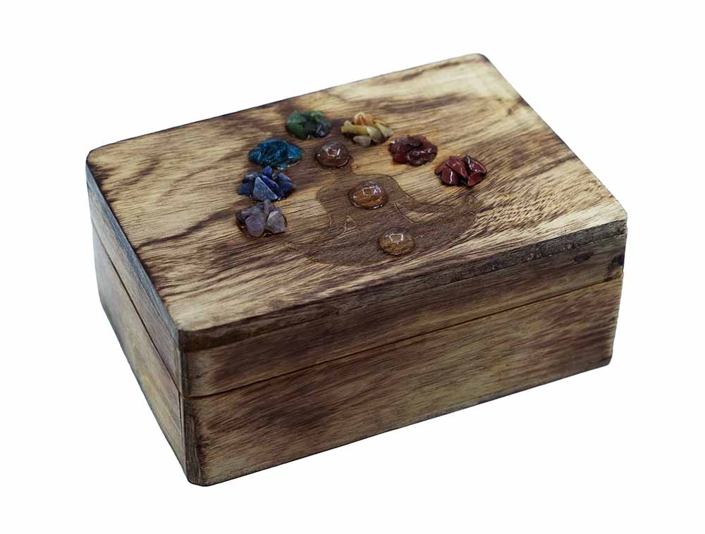 Box Wooden Chakra Stones
