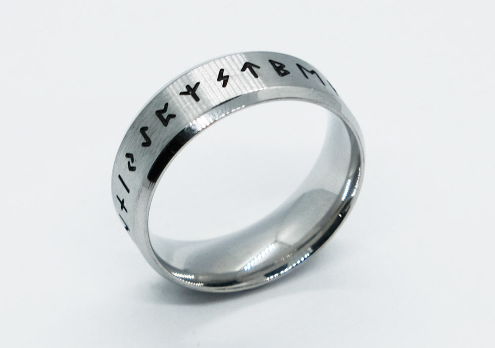 Ring Steel Nordic Runes