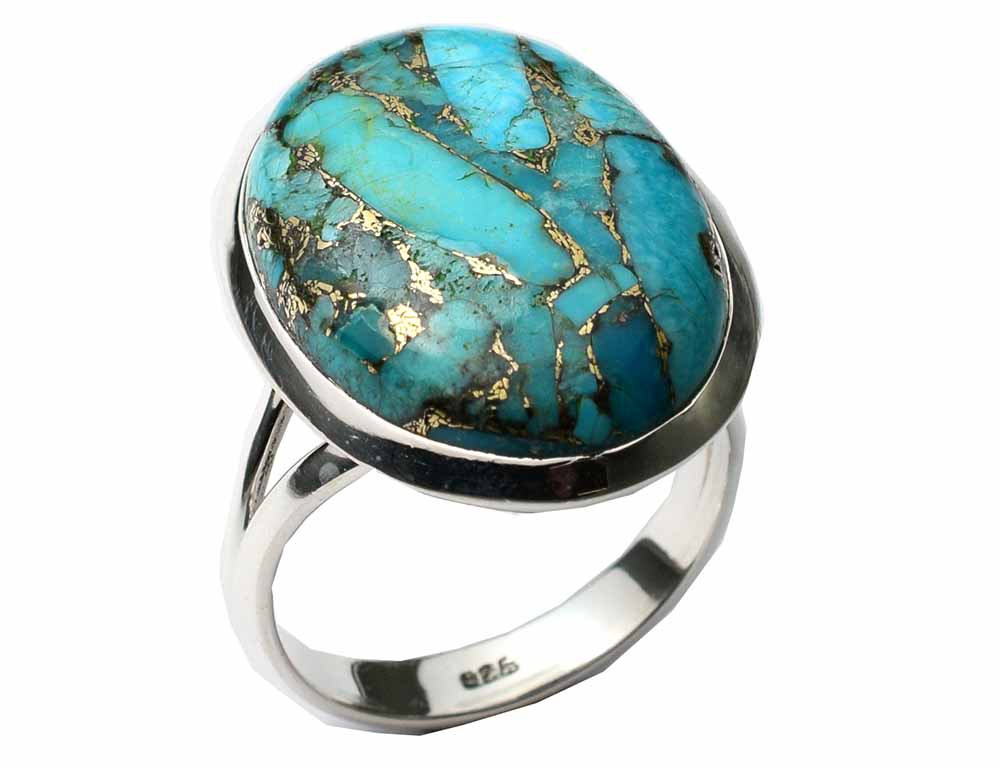 Silver Plated Ring Turquoise Stone