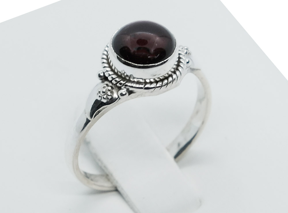 Silver Plated Ring Garnet Stone