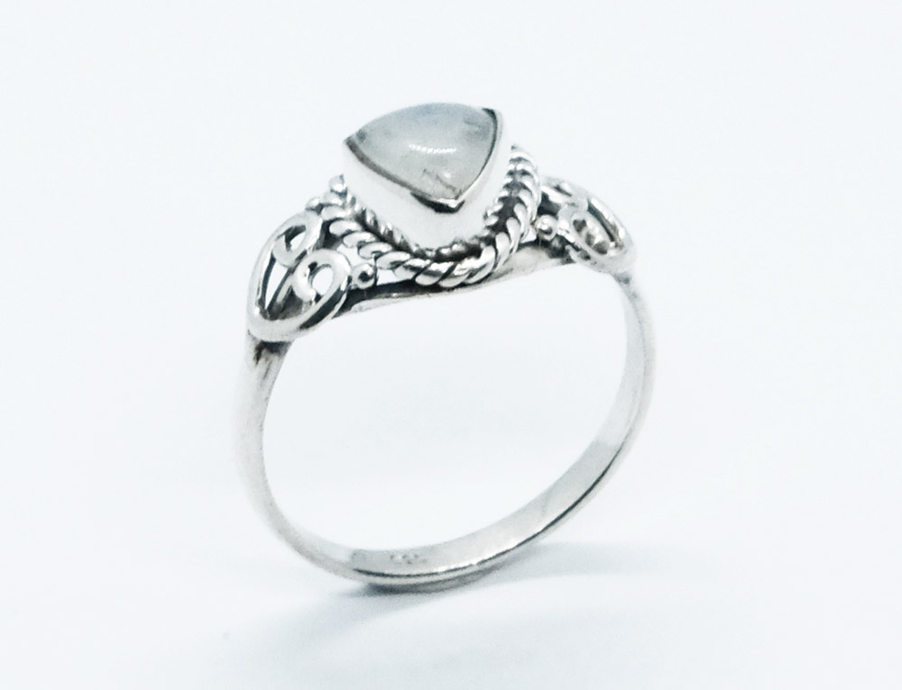 Silver Plated Ring Heart Moonstone
