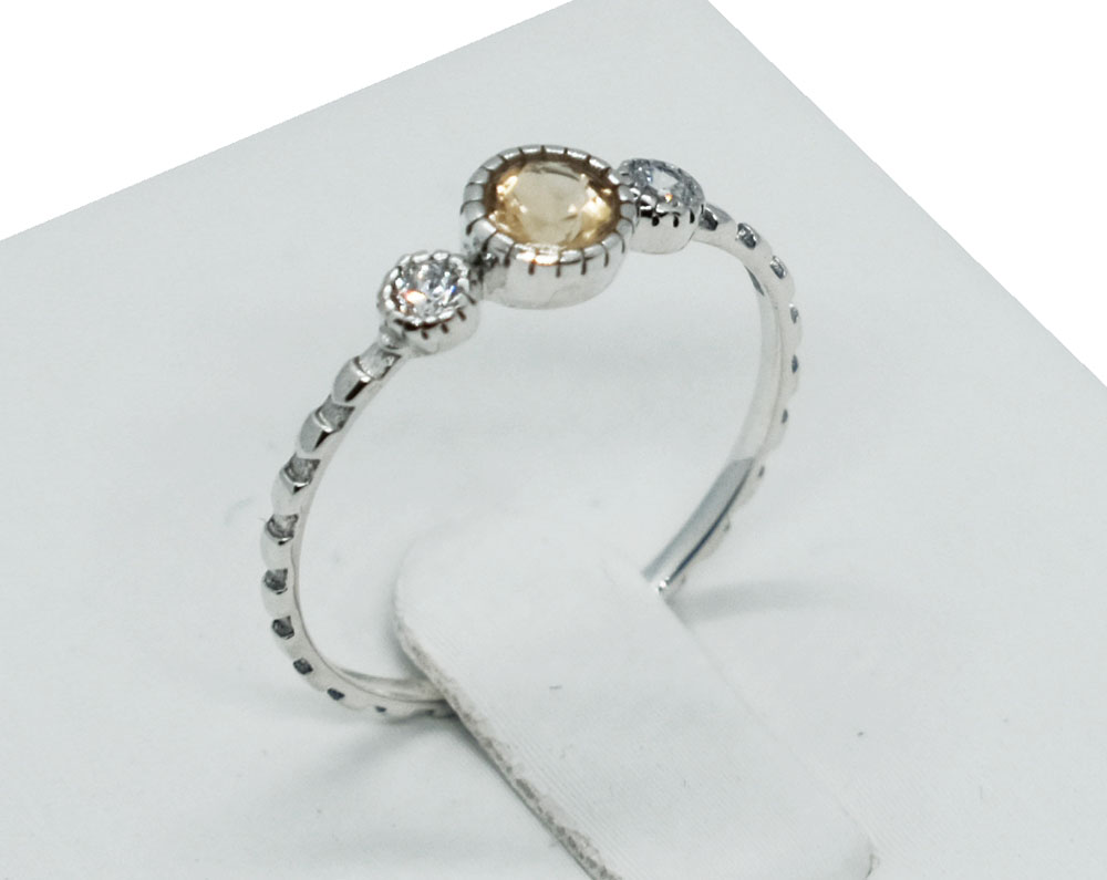 Silver Plated Ring Round Citrine