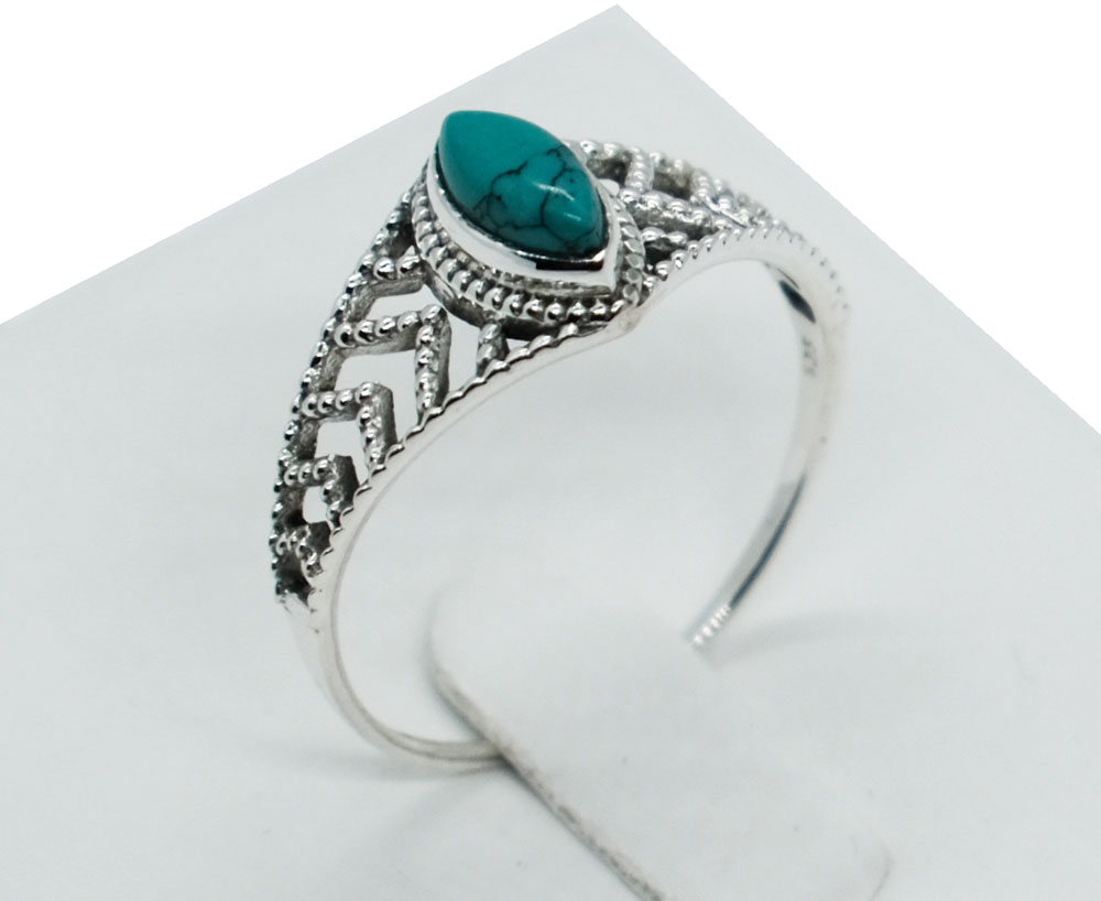 Silver Plated Ring MRQ Turquoise