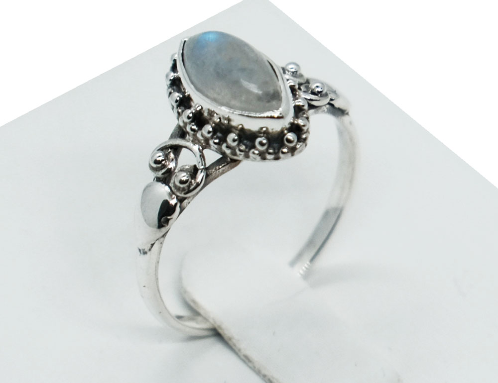 Silver Plated Ring MRQ Moonstone