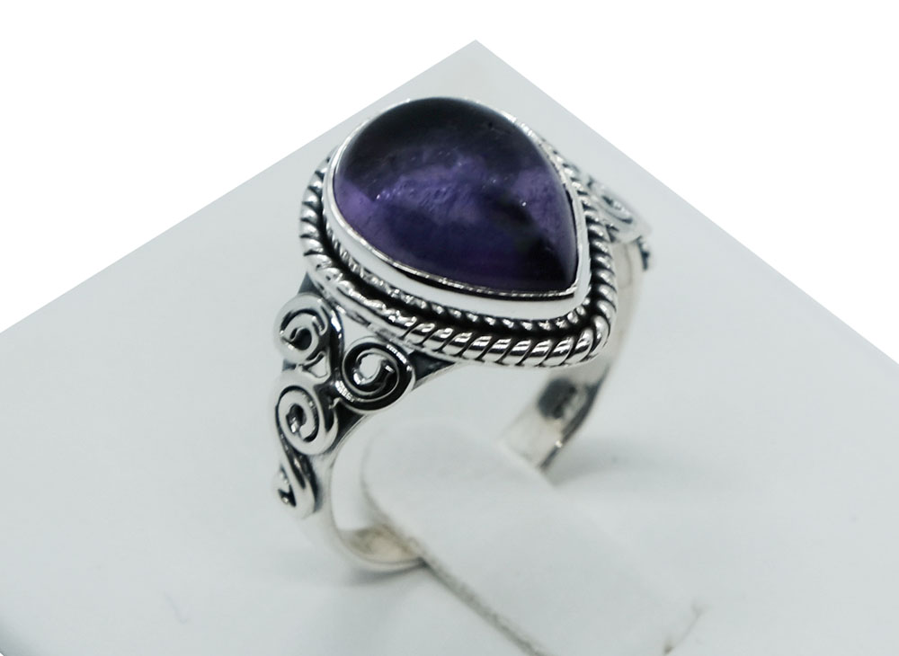 Silver Plated Ring Tear Amethyst