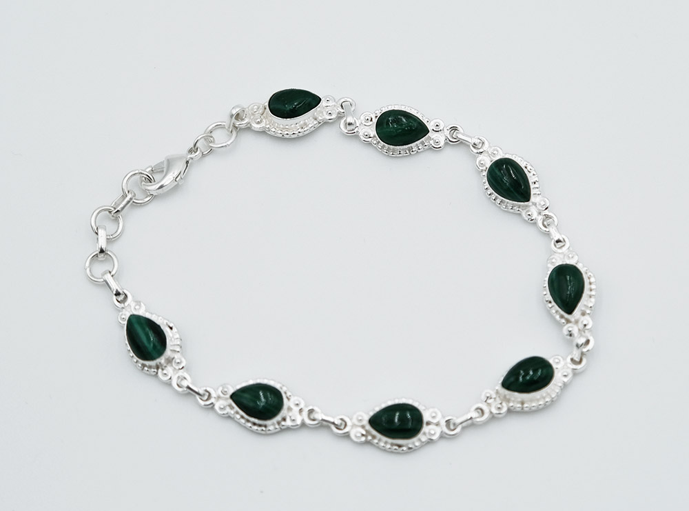 Silver PL Bracelet Malachite