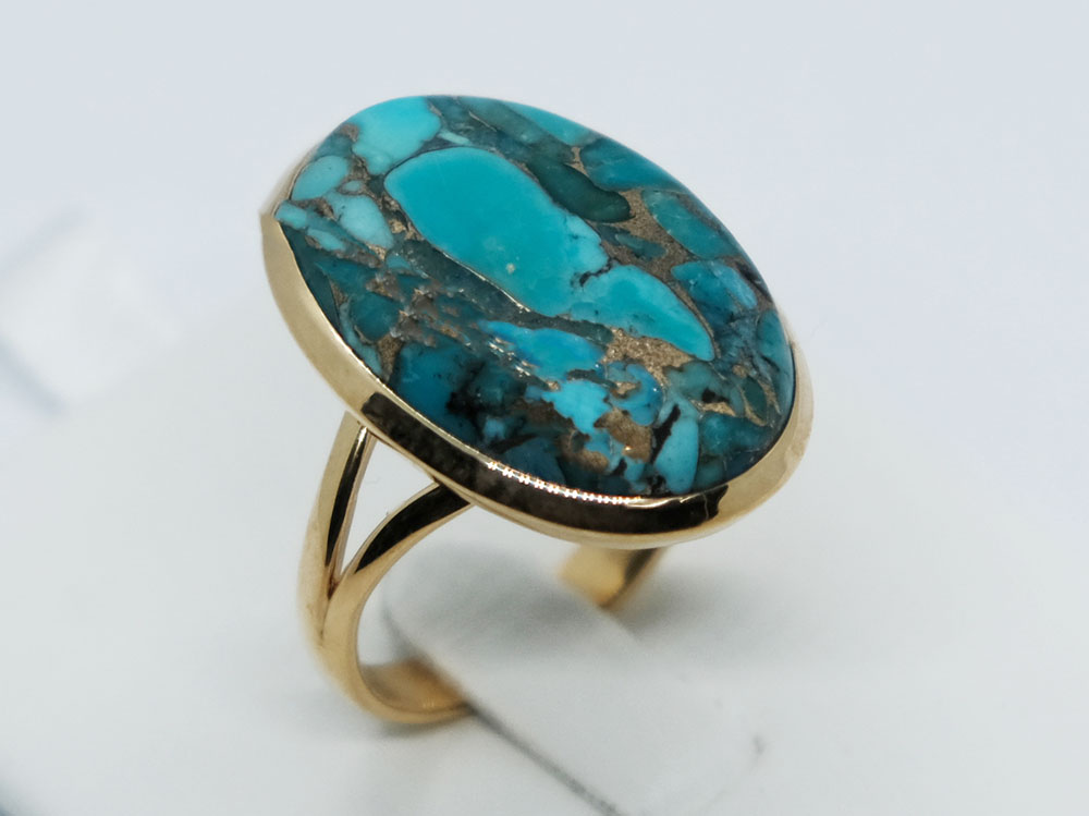 Gold PL Ring Turquoise Stone