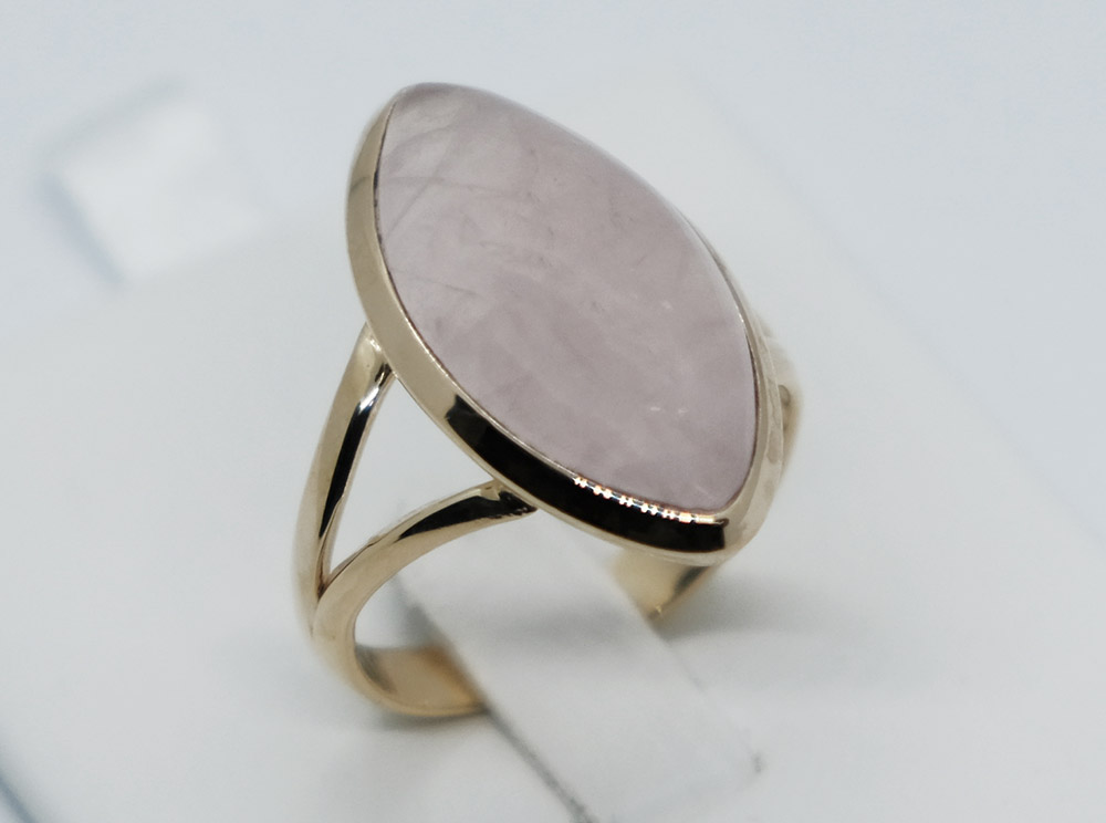 Gold PL Ring Marquis Rose Qz