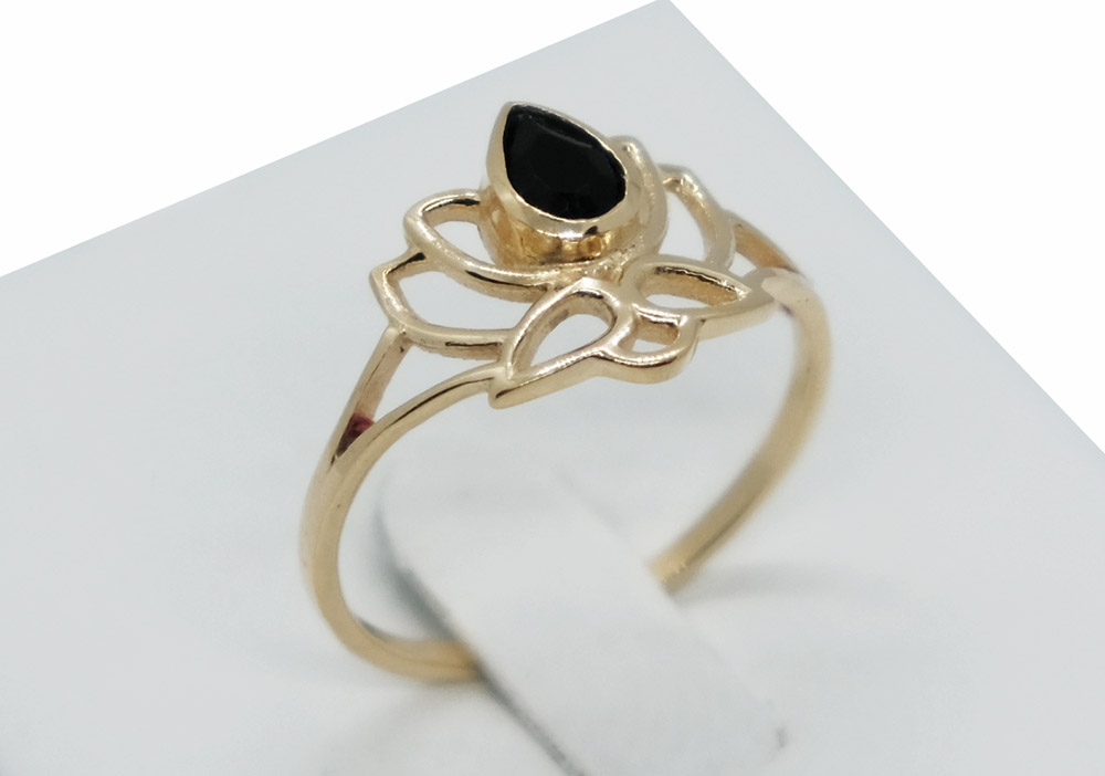 Gold PL Ring Black Onyx 4×6