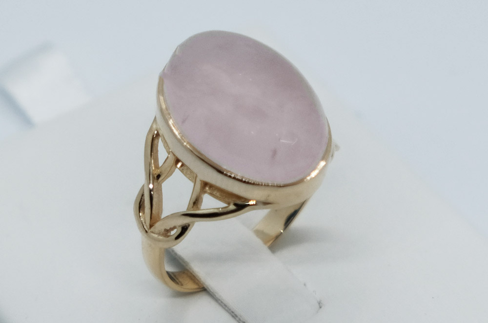 Gold PL Ring Large Rose Quartz
