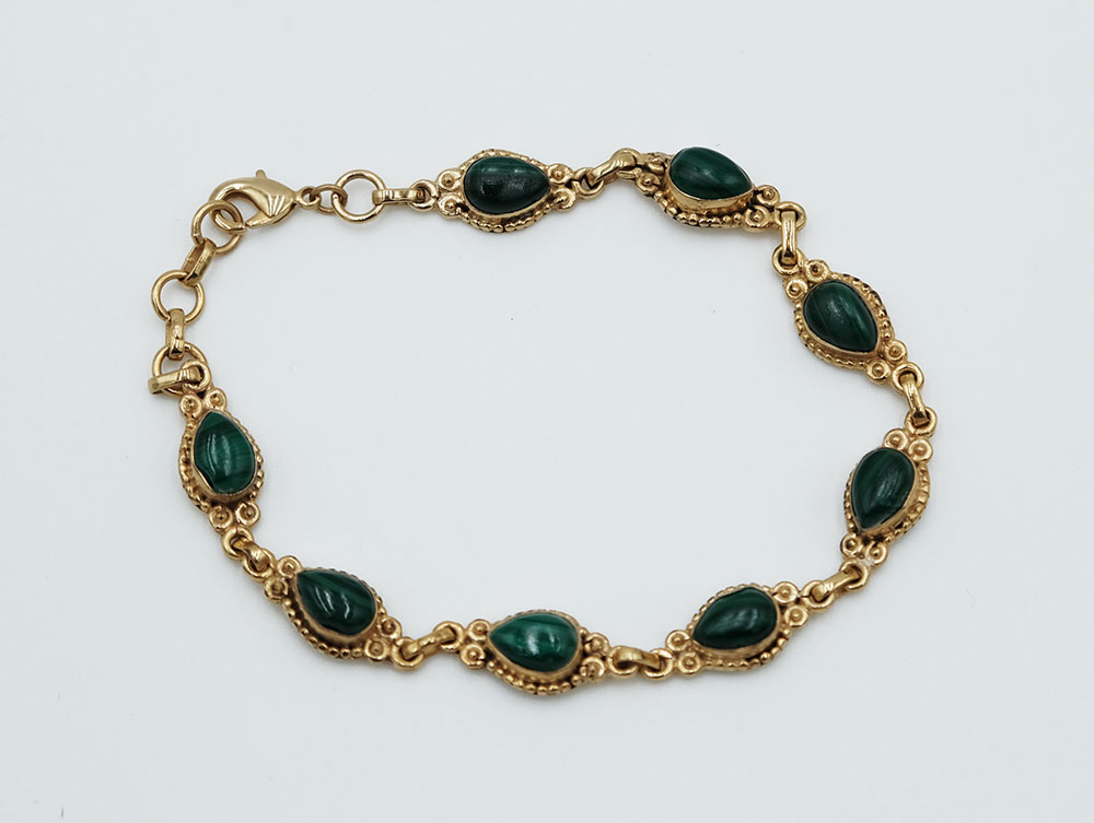Gold PL Bracelet Malachite