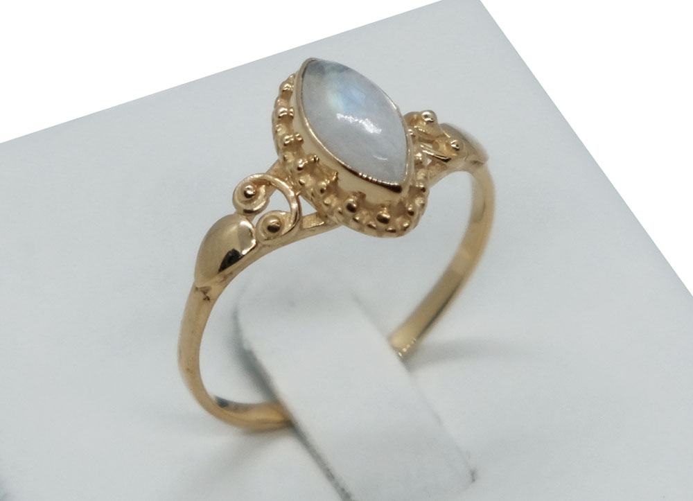 Gold PL Ring MRQ Moonstone