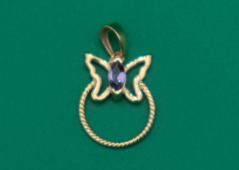 Gold Plated Pendant Butterfly Amethyst