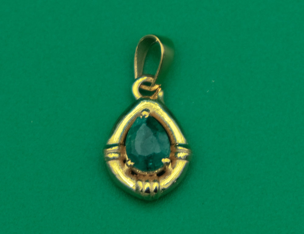 Gold Plated Pendant T/drop Emerald