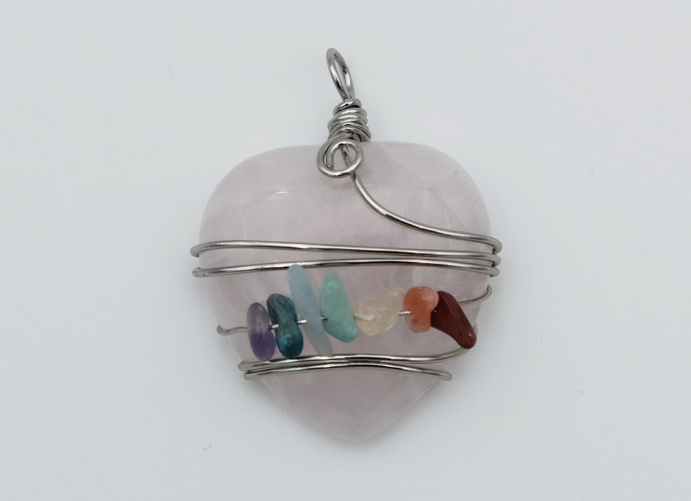 Pendant Heart Multi Rose Qz